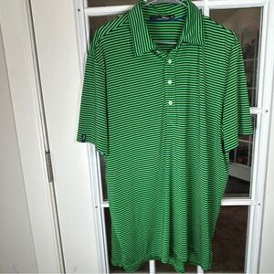 RLX Ralph Lauren Navy and Green Striped‎ Polo Shirt Size XL
